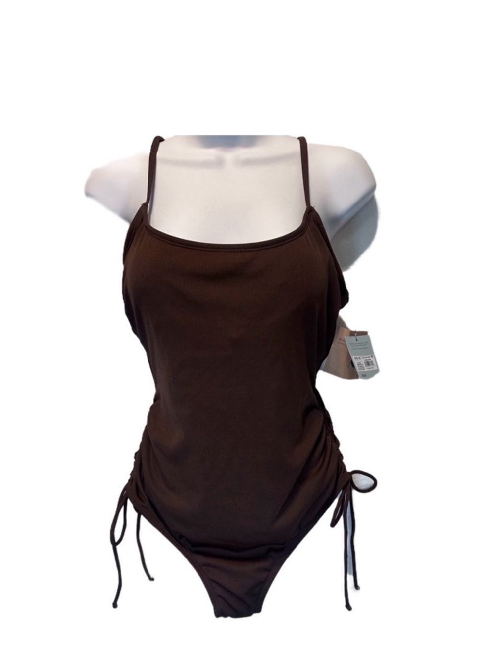 Shade & Shore Brown Ruched One-Piece Swimsuit